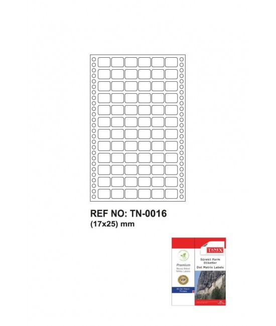 Tanex Tn-0016 Sürekli Form Etiketi 17x25mm