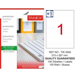 Tanex TW-2000 210x297mm Laser Etiket 100 Lü