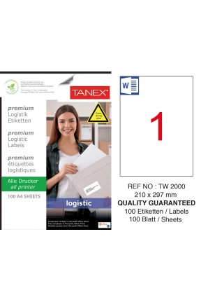 Tanex Tw-2000 Sevkiyat ve Lojistik Etiketi 210x297 mm