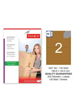 Tanex TW-2002 199,6x143,5 mm Kraft Etiket 100 Lü Paket