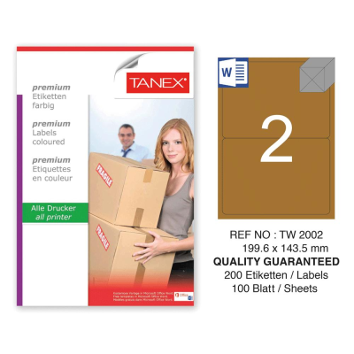 Tanex TW-2002 199,6x143,5 mm Kraft Etiket 100 Lü Paket Tanex TW-2002 199,6x143,5 mm Kraft Etiket 100 Lü Paket