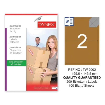 Tanex TW-2002 199,6x143,5 mm Kraft Etiket 100 Lü Paket Tanex TW-2002 199,6x143,5 mm Kraft Etiket 100 Lü Paket