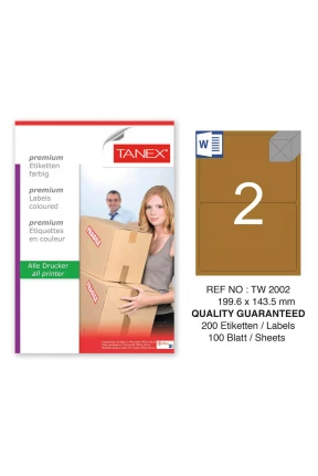 Tanex TW-2002 199,6x143,5 mm Kraft Etiket 100 Lü Paket Tanex TW-2002 199,6x143,5 mm Kraft Etiket 100 Lü Paket