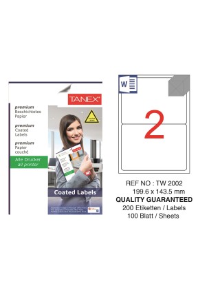 Tanex TW-2002 199,6x143,5 mm Kuşe Laser Etiket