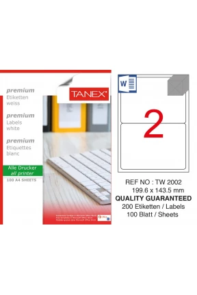 Tanex TW-2002 199,6x143,5 mm Laser Etiket Tanex TW-2002 199,6x143,5 mm Laser Etiket