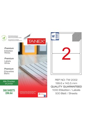 Tanex Tw-2002 199.6x143.5mm Laser Etiket 500 Lü