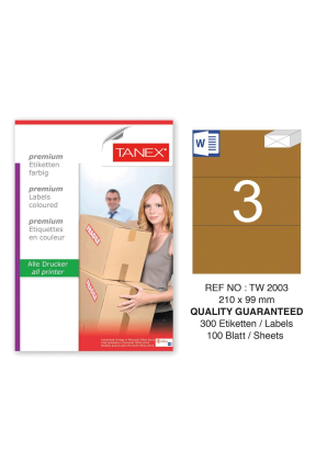 Tanex TW-2003 210x99 mm Kraft Etiket 100 Lü Paket