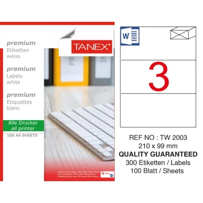 Tanex TW-2003 210x99 mm Laser Etiket Tanex TW-2003 210x99 mm Laser Etiket