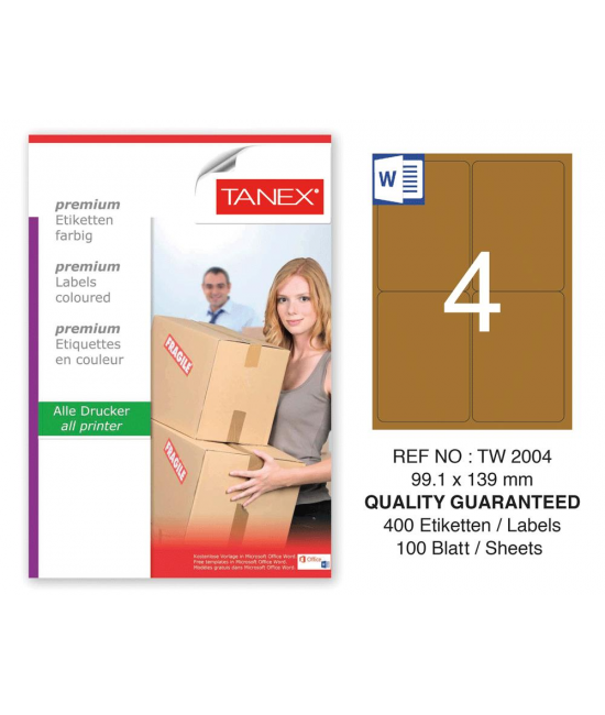 Tanex TW-2004 99.1x139 mm Kraft Label Pack of 100
