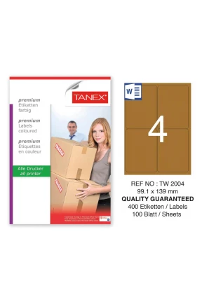Tanex TW-2004 99,1x139 mm Kraft Etiket 100 Lü Paket Tanex TW-2004 99,1x139 mm Kraft Etiket 100 Lü Paket