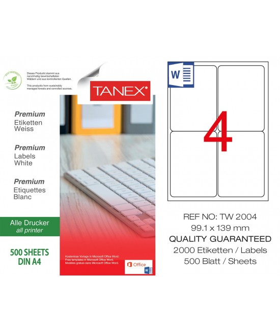Tanex Tw-2004 99.1x139mm Laser Label 500 Pcs