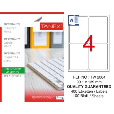 Tanex Tw-2004 Laser Etiket 99,1 x 139 mm