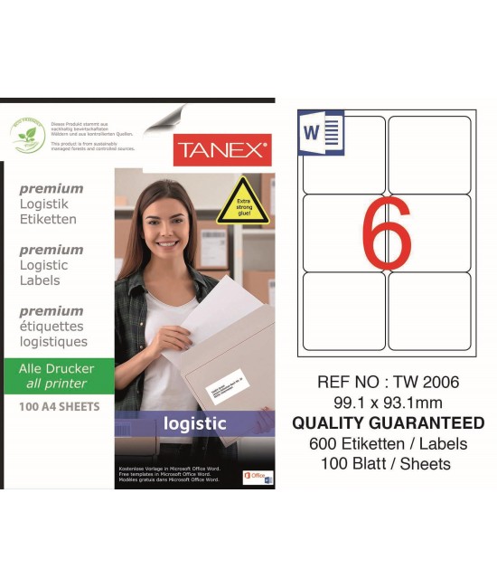 Tanex Tw-2006 Shipping and Logistics Label 99.1x93.1 mm