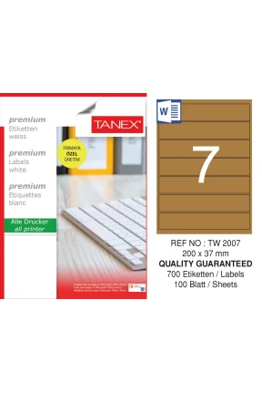 Tanex TW-2007 200x37 mm Kraft Etiket 100 Lü Paket Tanex TW-2007 200x37 mm Kraft Etiket 100 Lü Paket