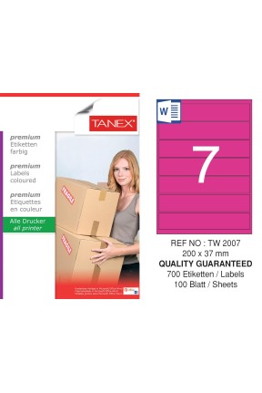 Tanex TW-2007 200x37mm Pembe Pastel Laser Etiket 100 Lü Tanex TW-2007 200x37mm Pembe Pastel Laser Etiket 100 Lü