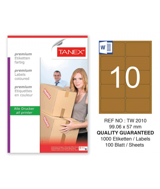 Tanex TW-2010 99,06x57 mm Kraft Etiket 100 Lü Paket