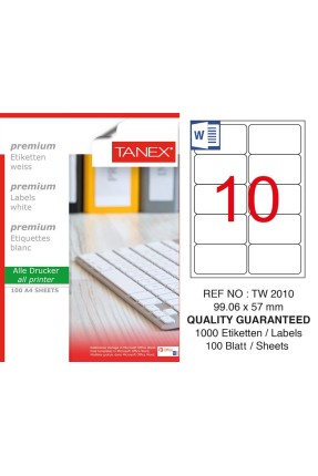 Tanex TW-2010 99,06x57 mm Laser Etiket 100 Lü