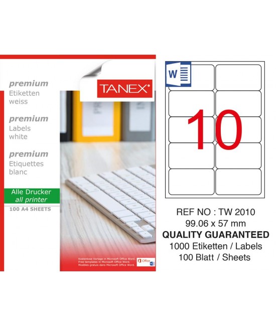 Tanex TW-2010 99,06x57mm Sökülebilir Etiket 100 Lü