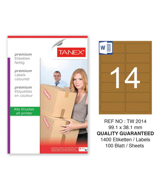 Tanex TW-2014 99,1x38,1 mm Kraft Etiket 100 Lü Paket