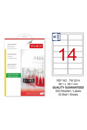 Tanex TW-2014 99.1x38.1mm Şeffaf Laser Etiket 350 Li