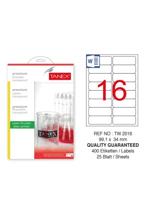 Tanex TW-2016 99.1x34mm Şeffaf Laser Etiket 400 Lü