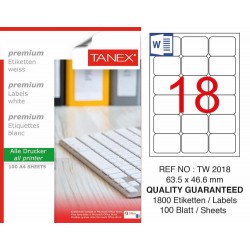 Tanex TW-2018 63.5x46.6mm Laser Etiket 