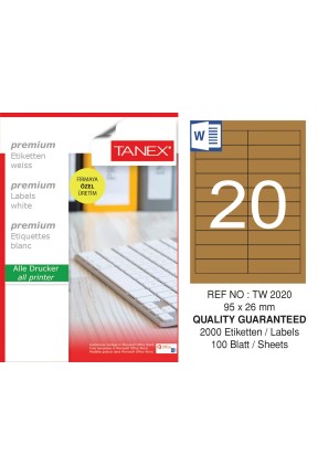 Tanex TW-2020 95x26 mm Kraft Etiket 100 Lü Paket