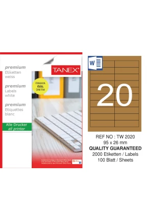 Tanex TW-2020 95x26 mm Kraft Etiket 100 Lü Paket Tanex TW-2020 95x26 mm Kraft Etiket 100 Lü Paket