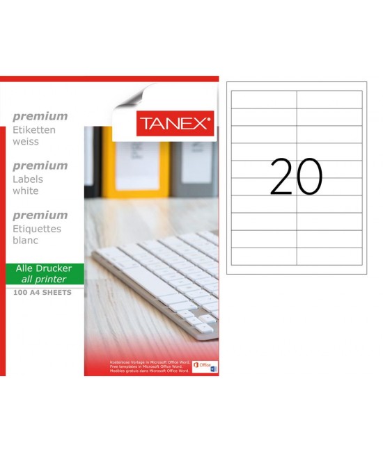 Tanex TW-2020 95x26mm Sökülebilir Etiket 100 Lü