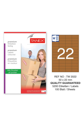 Tanex TW-2022 50x22 mm Kraft Etiket 100 Lü Paket