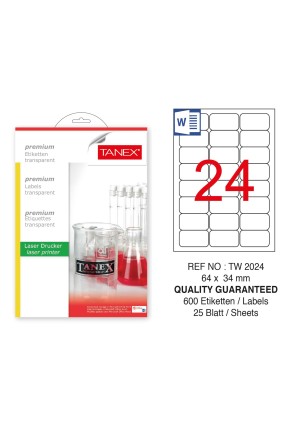 Tanex TW-2024 64x34mm Şeffaf Laser Etiket 600 Lü