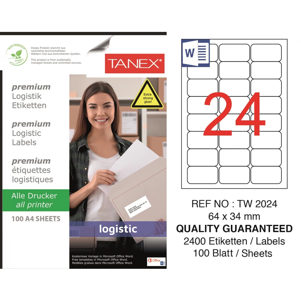 Tanex Tw-2024 Sevkiyat ve Lojistik Etiketi 64x34 mm