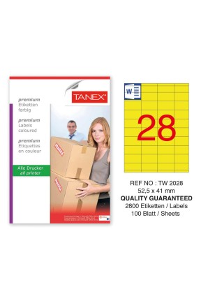 Tanex TW-2028 52,5x35mm Sarı Pastel Laser Etiket 100 Lü 