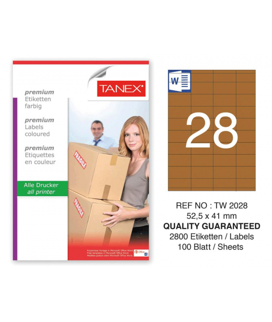 Tanex TW-2028 52,5x41 mm Kraft Etiket 100 Lü Paket