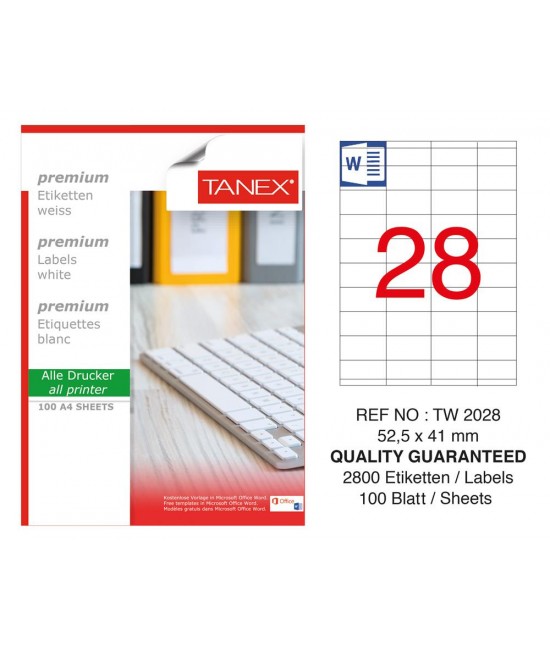 Tanex Tw-2028 Laser Label 52.5 x 41 mm
