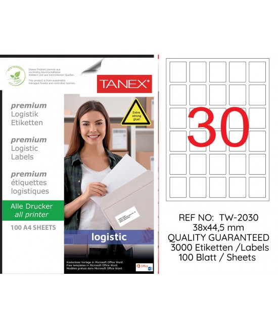 Tanex Tw-2030 Shipping and Logistics Label 38x44.5mm