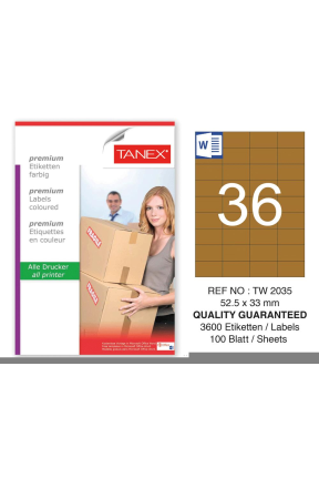 Tanex TW-2035 52,5x33 mm Kraft Etiket 100 Lü Paket