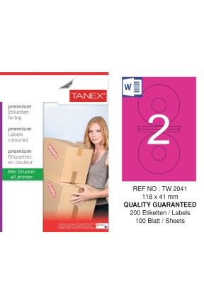 Tanex TW-2041 118x41mm Pembe Pastel Laser Etiket 100 Lü 