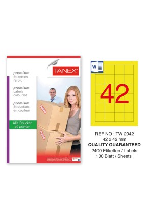 Tanex TW-2042 42x42mm Sarı Pastel Laser Etiket 100 Lü Paket