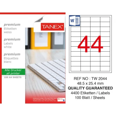 Tanex TW-2044 Laser Etiket 100 Lü Paket
