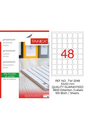 Tanex TW-2048 32x32mm Sökülebilir Etiket 100 Lü