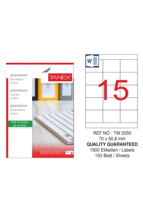 Tanex TW-2050 70x50.8mm Laser Etiket 100 Lü Paket