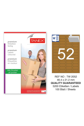 Tanex TW-2052 46,4x21,2 mm Kraft Etiket 100 Lü Paket
