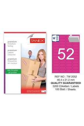 Tanex TW-2052 46,4x21,2mm Pembe Pastel Laser Etiket 100 Lü 