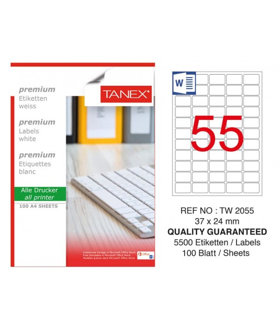 Tanex TW-2055 Laser Label Pack of 100