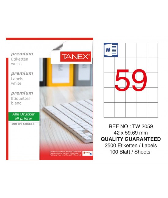 Tanex TW-2059 Laser Label Pack of 100