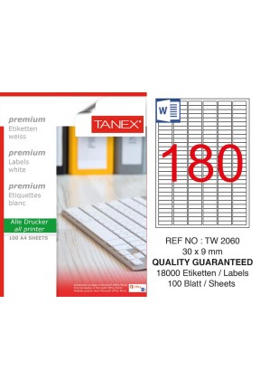 Tanex TW-2060 30x9mm Sökülebilir Etiket 100 Lü