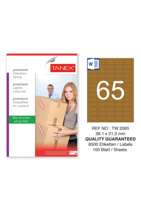 Tanex TW-2065 38,1x21,2 mm Kraft Etiket 100 Lü Paket