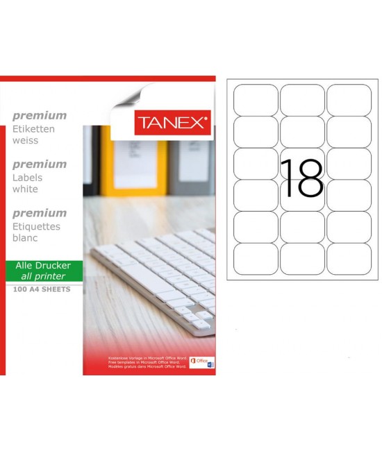 Tanex TW-2067 Laser Label Pack of 100
