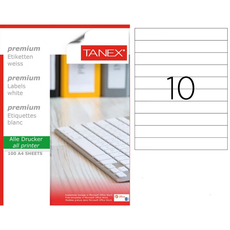 Tanex TW-2069 210x29,69 mm Beyaz Laser Etiket